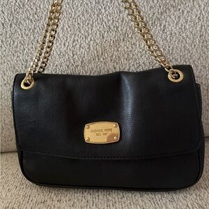 Michael Kors Black Soft Leather Envelope Shoulder Bag